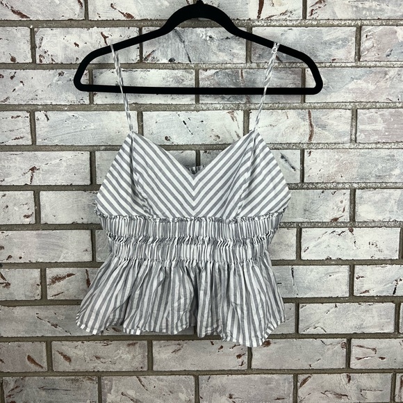 Express | Greyish Blue and White Pinstripe Tank - Picture 1 of 6